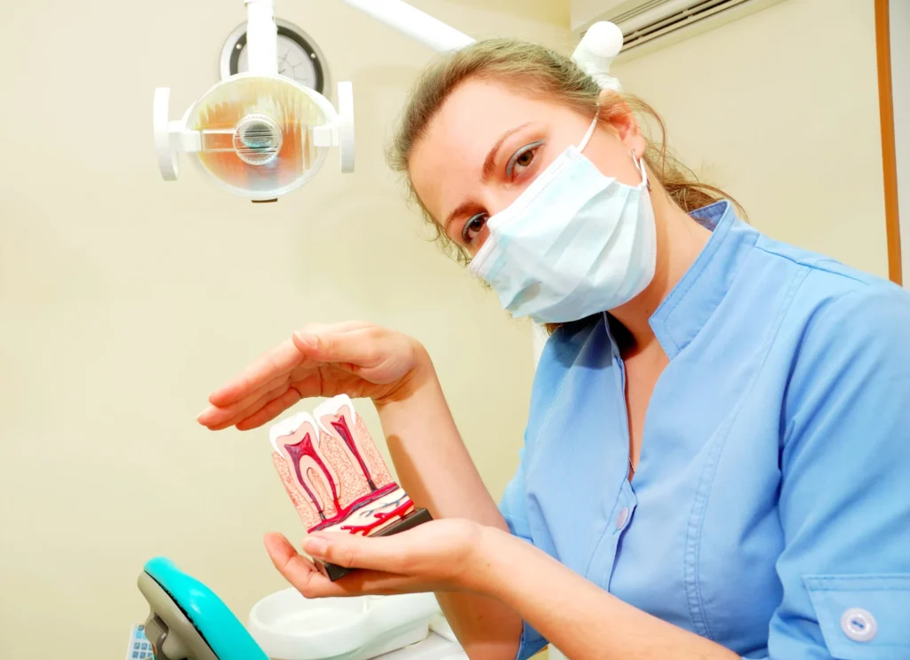 dentist explaining root canal treatment