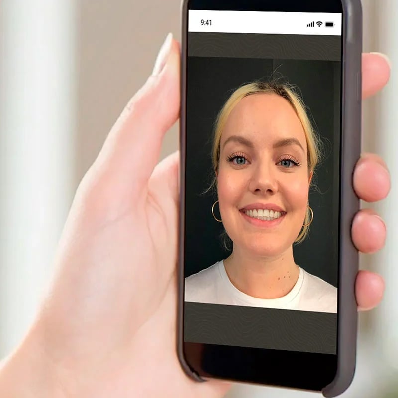 Taking a selfie on smartphone