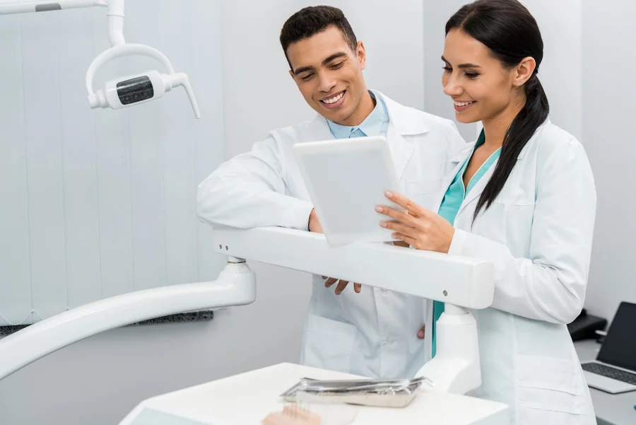 dentist in huntersville north carolina reviewing digital treatment plan